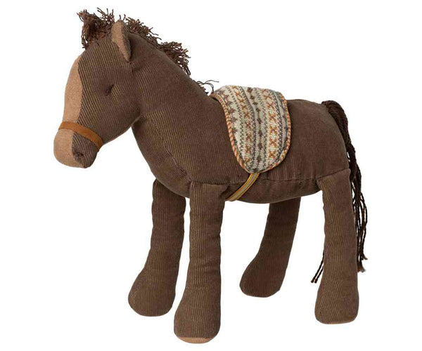 Maileg PONY mit Sattel Stofftier Pferd 20 cm | Baumwolle Cord