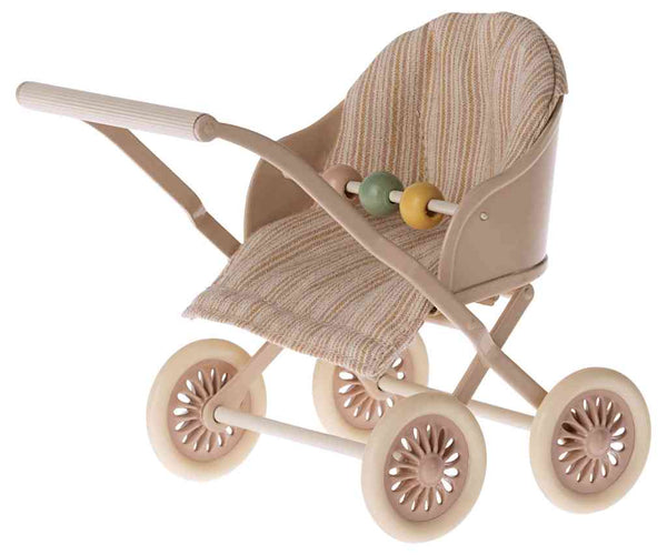 Maileg Kinderwagen für Babymäuse BUGGY rosa für Zwillinge + Drillinge Gr. MY | Puppenwagen