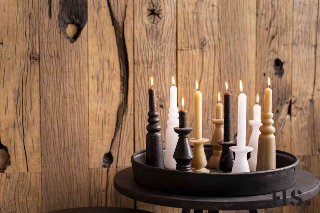 Kerze taupe VIK Dekokerze in Kerzenständerform 20x7 cm HOME SOCIETY