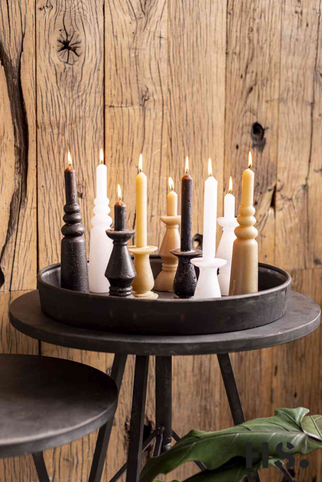 Kerze taupe VIK Dekokerze in Kerzenständerform 20x7 cm HOME SOCIETY