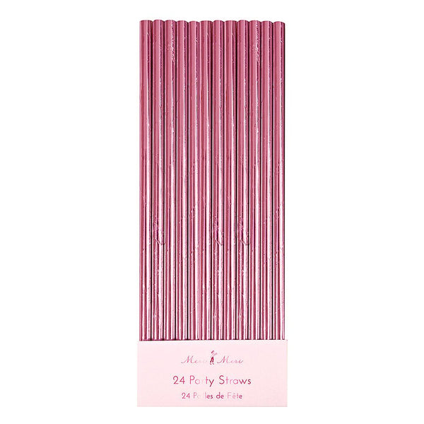 Meri Meri - Meri Meri 24 x Trinkhalm | SHINY PINK pink glänzend  kaufen bei luiseundfritz.de