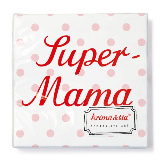 Servietten SUPER-MAMA | 20 Stück dreilagige Papierservietten | krima & isa® - HAUSHALT | www.luiseundfritz.de