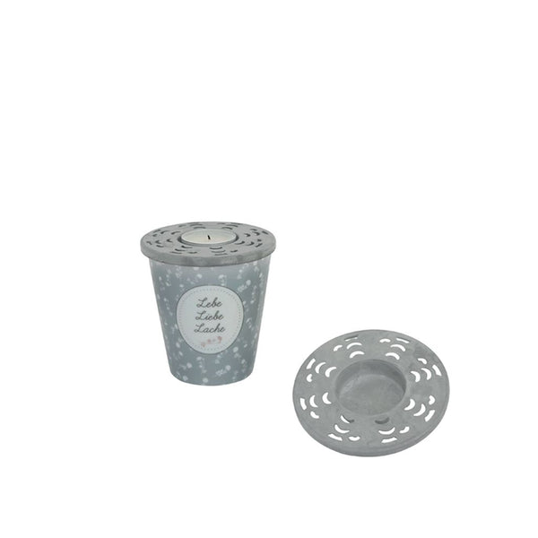 Teelichthalter-Einsatz LYKKA Zink | 9 cm | Shabby-Vintage Look | Krasilnikoff - KERZENHALTER | www.luiseundfritz.de