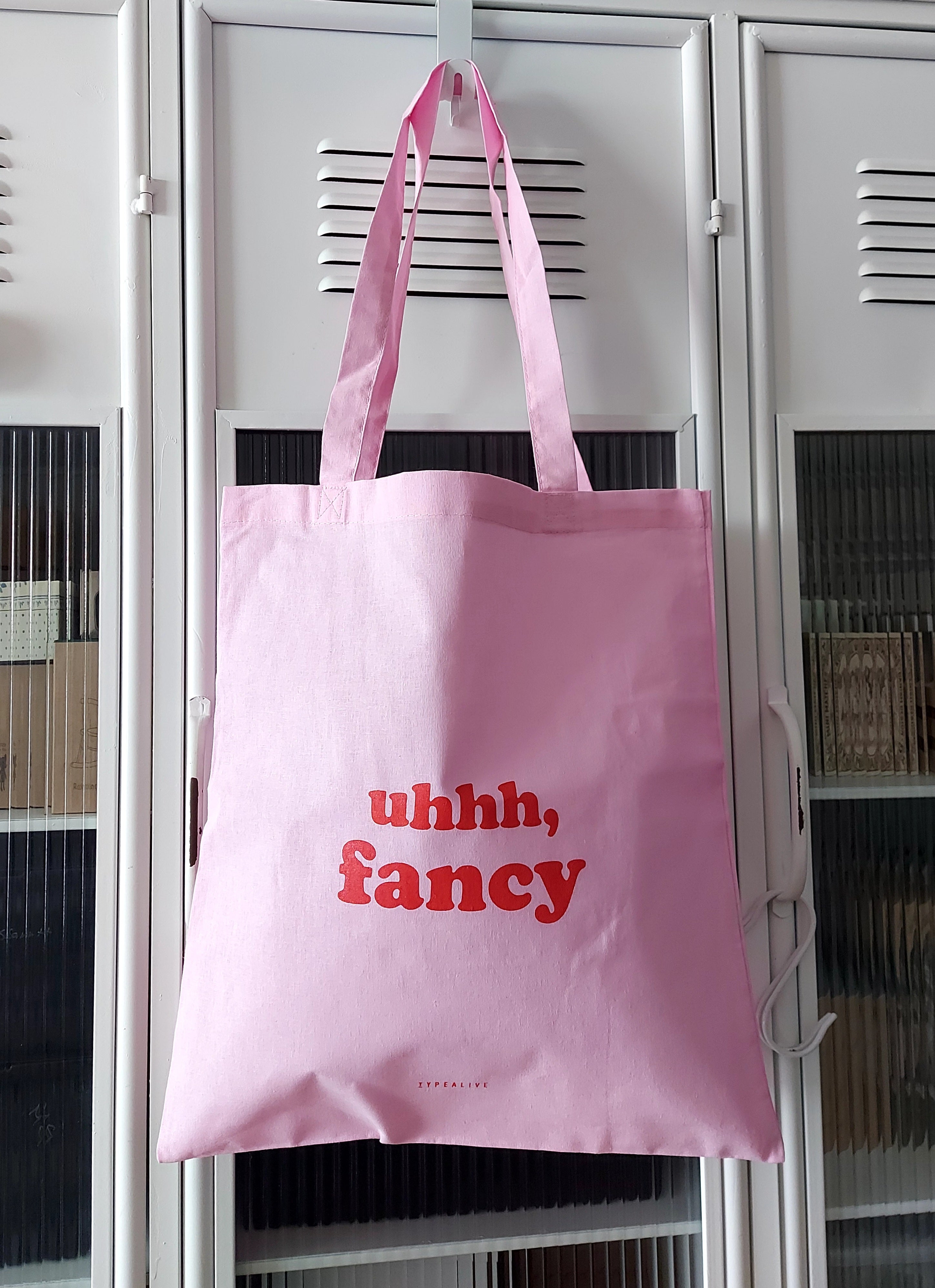 Stofftasche UHHH, FANCY rosa rot Statement-Stoffbeutel ca. 38x42 cm