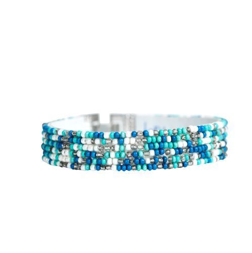Armband azurblau PORTO mit kleinen Perlen und Metallverschluss |. -  | www.luiseundfritz.de