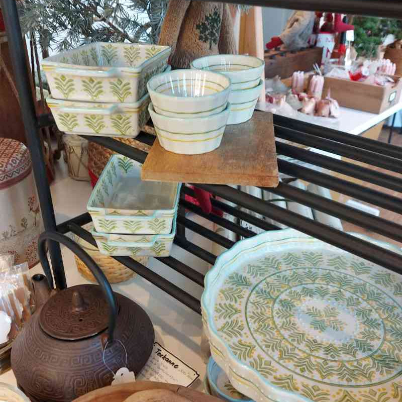 Backformen, Muffins, Tarte, Kastenform im nostalgischen Design mit grünem Muster (Handmade) aus hochwertigem Steingut (bis 300 Grad) erhältlich bei www.luiseundfritz.de