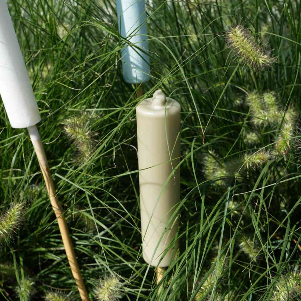Outdoorkerzen 3er Set flieder, weiß und grün TORCH Gartenkerzen am Bambusstab
