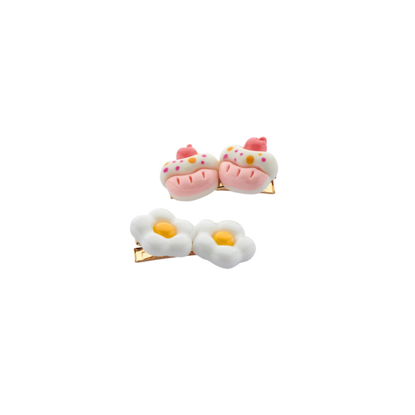 Haarspangen-2er-Set CUPCAKES + BLUMEN Haar-Clips erhältlich bei www.luiseundfritz.de