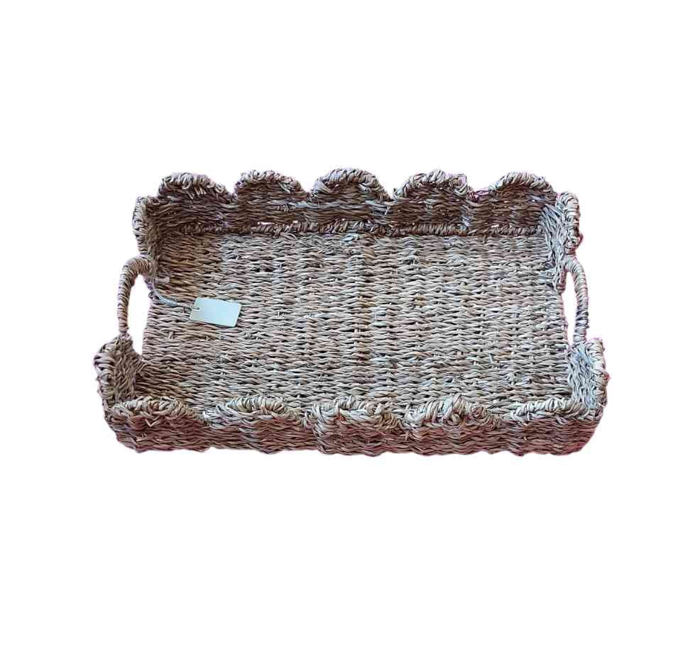 Korbtablett medium aus Seegras mit Wellenrand ca. 45 x 30 x 9 cm DAVY_Tablett erhältlich bei www.luiseundfritz.de