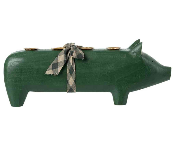 Maileg Holzschwein grün 39 cm Adventskerzenhalter ☆ Schwein Kerzenständer, erhältlich bei www.luiseundfritz.de