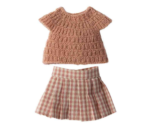 Maileg Hasenkleidung ROCK + STRICKPULLI Bekleidungsset Größe 3