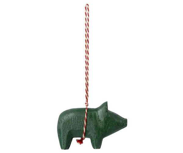 Maileg Schwein Anhänger grün HOLZ ORNAMENT Adventsdeko Glücksbringer