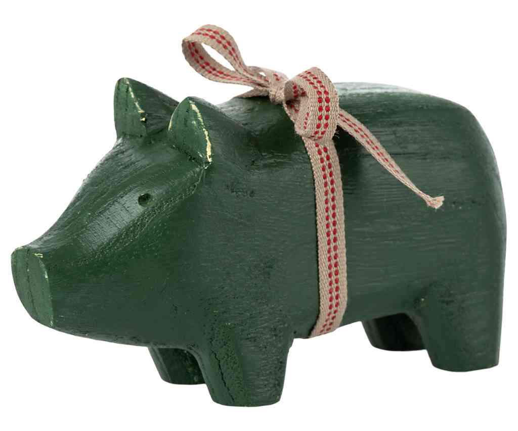 Maileg Holzschwein grün 10x5 cm Advent Dekoration ☆ Glücksschwein erhältlich bei www.luiseundfritz.de