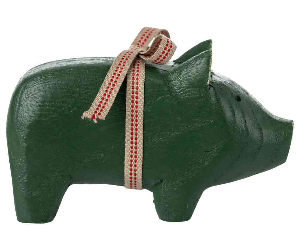 Maileg Holzschwein grün 10x5 cm Advent Dekoration ☆ Glücksschwein erhältlich bei www.luiseundfritz.de