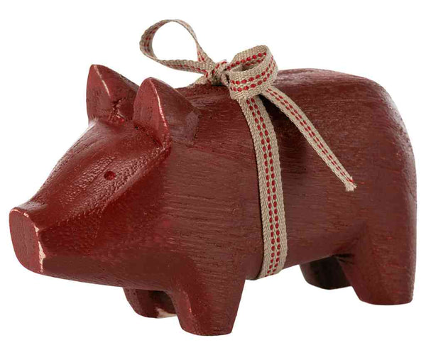 Maileg Holzschwein rot 10x5 cm Advent Dekoration ☆ Glücksschwein