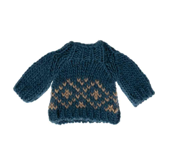 Maileg mauskleidung strickpullover blau für papamaus, erhältlich bei www. luiseundfritz.de