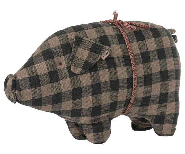 Maileg Schwein GRÜN KARIERT Glücksschwein 16x26 cm | Stoffschwein für die nordische Adventszeit