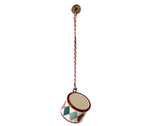 Maileg TROMMEL Metall-Ornament rot blau 3 cm Baumschmuck Adventsdekoration