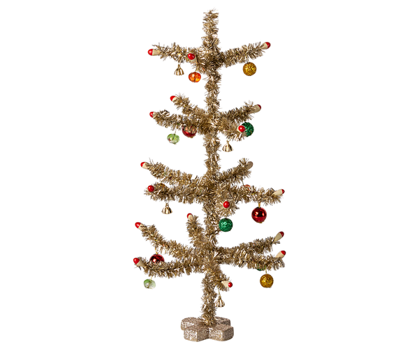 Maileg Weihnachtsbaum ca. 25 cm GOLD mit Kugeln rot grün XMAS