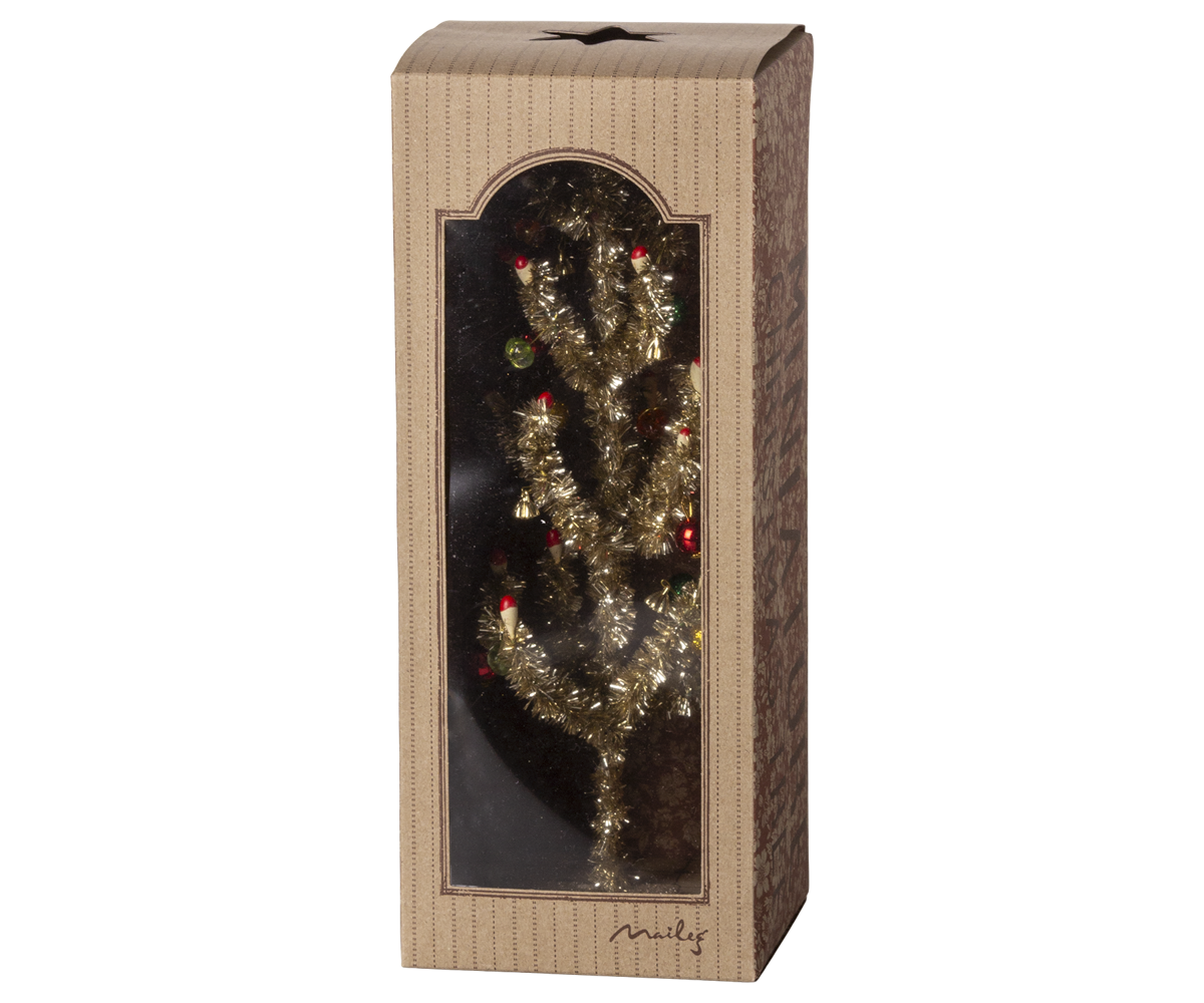 Maileg Weihnachtsbaum ca. 25 cm GOLD mit Kugeln rot grün XMAS