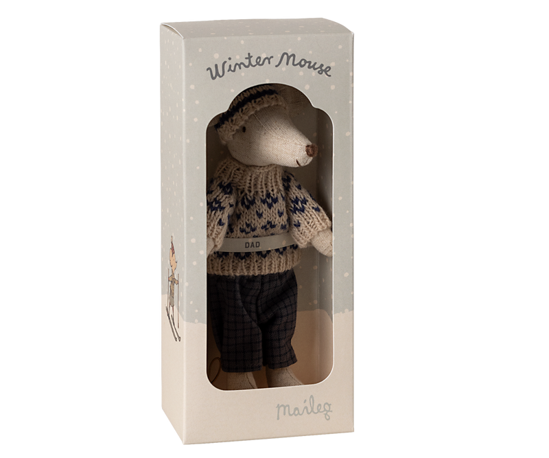 Maileg WINTERMAUS Skifahrer Papa-Maus mit Ski und Skistöcken bei www.luiseundfritz.de