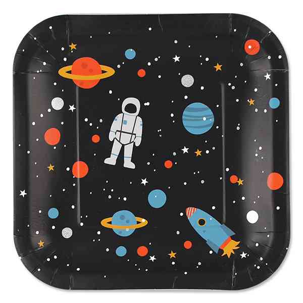 Pappteller 8 Stück Set SPACE Partyteller 23 cm Universum Mottoparty | AVA & YVES