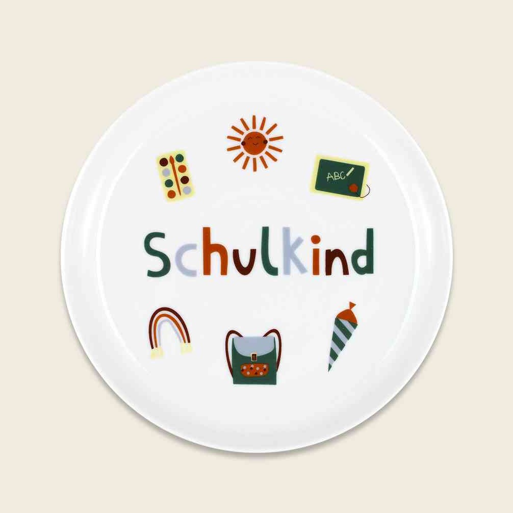 Teller SCHULKIND Porzellanteller zum Schulanfang erhältlich bei www.luiseundfritz.de