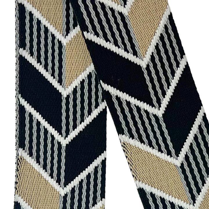 Taschengurt JACQUARD Umhängegurt verstellbar beige schwarz weiß grau max. ca. 125 cm