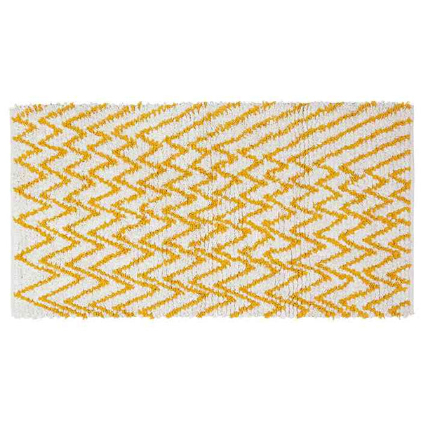 Teppich SCIROCCO 100% BIO-Baumwolle gelb offwhite 70x140 cm Hochflor | Liv Interior