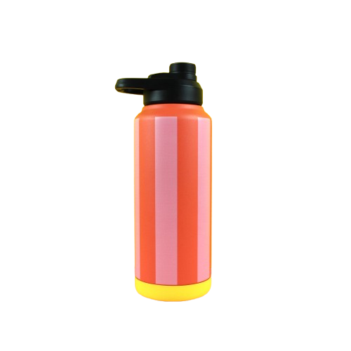 Trinkflasche STRIPES orange rosa 1000 ml doppelwandige Thermoflasche