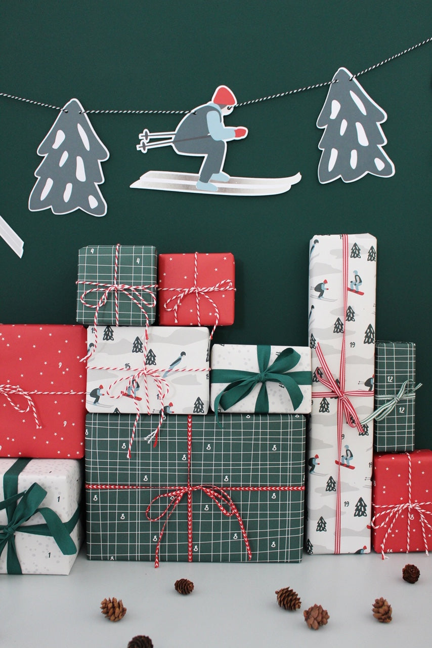 Geschenkpapier ADVENTSKALENDER SKI Booklet DinA3 verschiedene Motive