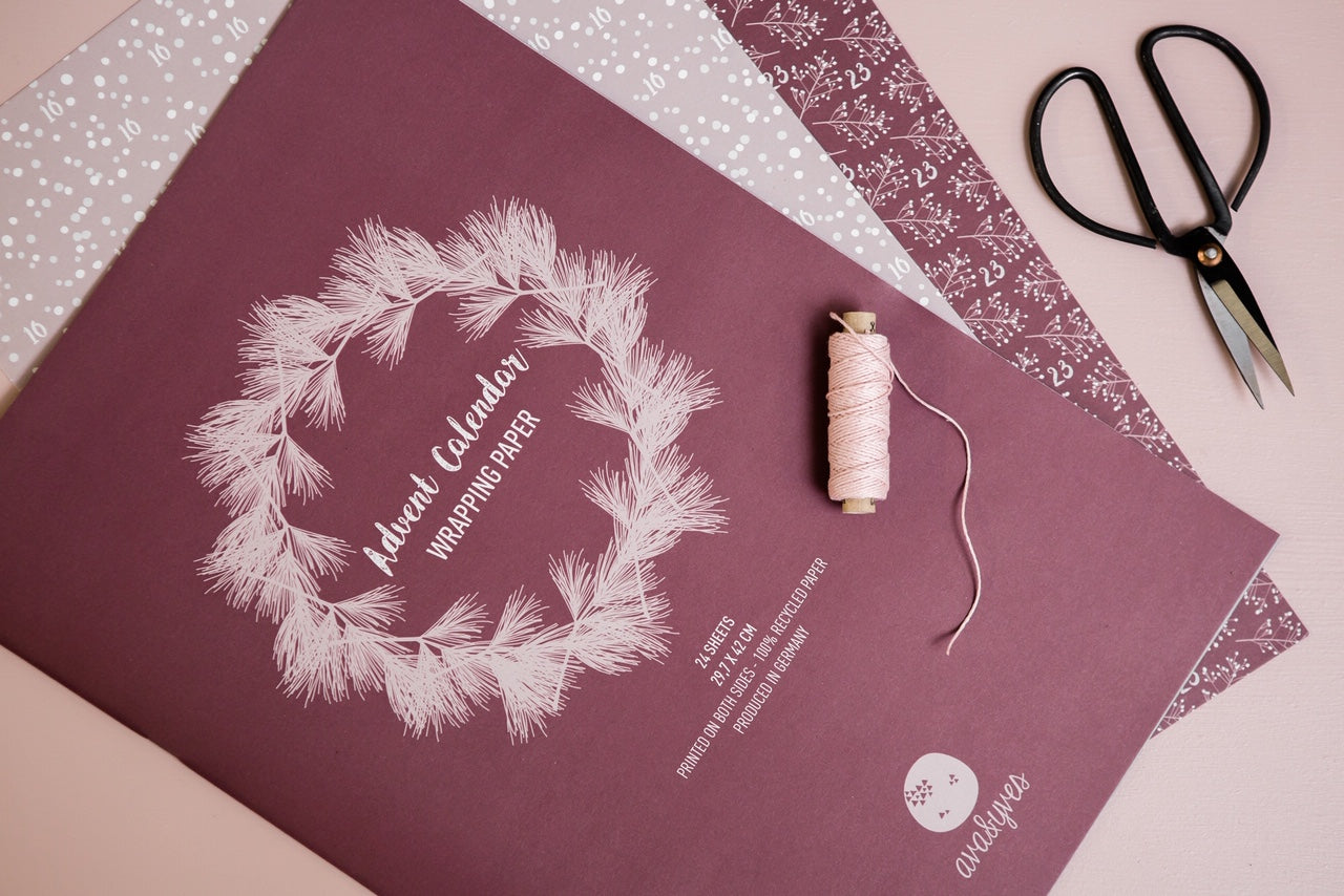 Geschenkpapier ADVENTSKALENDER XMAS Heft DinA3 verschiedene Motive