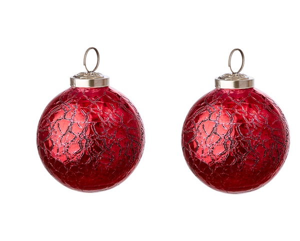 2 Stück Christbaumkugeln EDITH rot 7,5 cm ☆ Kugel XMAS Weihnachtsdeko Affari of Sweden