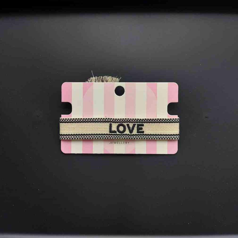 Armband LOVE Statement-Band schwarz weiß gewebt und bestickt Freundschaftsband