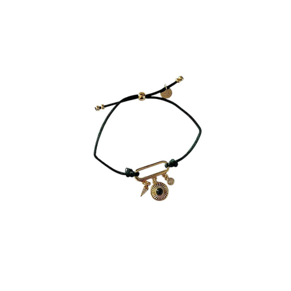 Armband ART DÉCO dunkelgrün gold mit Naturstein und funkelnden Glassteinen erhältlich bei www.luiseundfritz.de
