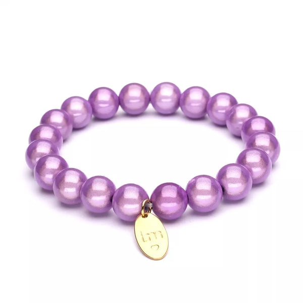 Armband GALAXY PEARL FLIEDER 10 mm elastisches Perlenarmband Modeschmuck