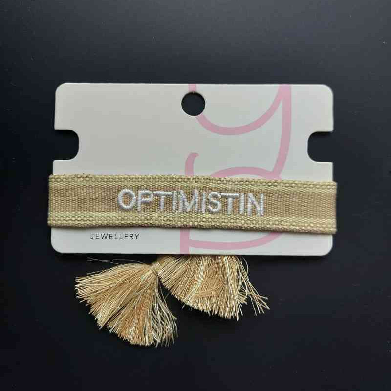 Armband OPTIMISTIN Statement-Band beige weiß gewebt Freundschaftsband