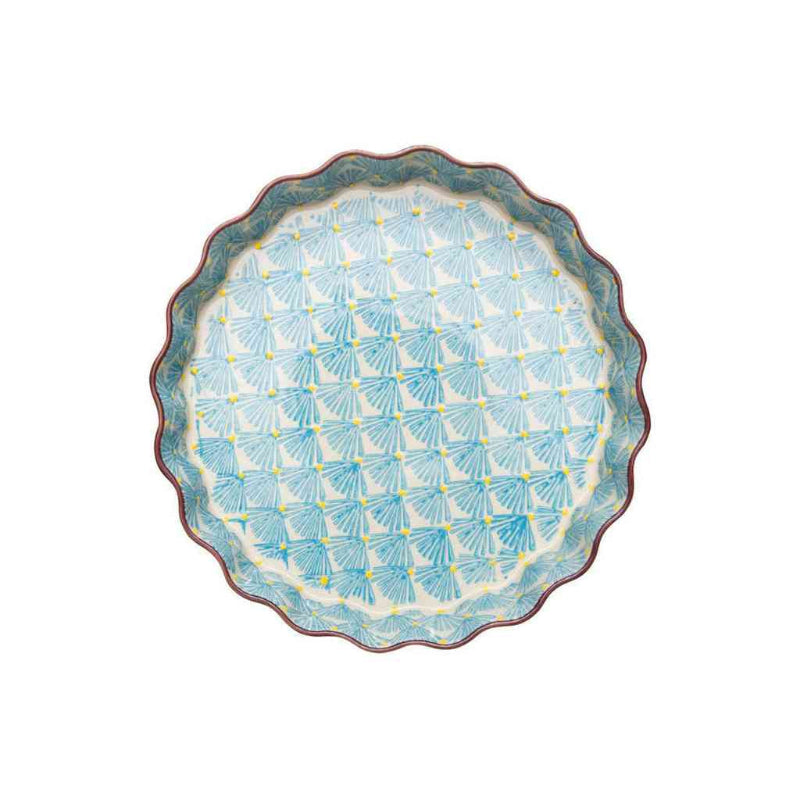 Backform Quicheform TARTE cm Steingut vegan türkis-blau Muster "Art Deco" Kuchenform Tranquillo dieses Produkt findest du hier im Shop bei www.luiseundfritz.de