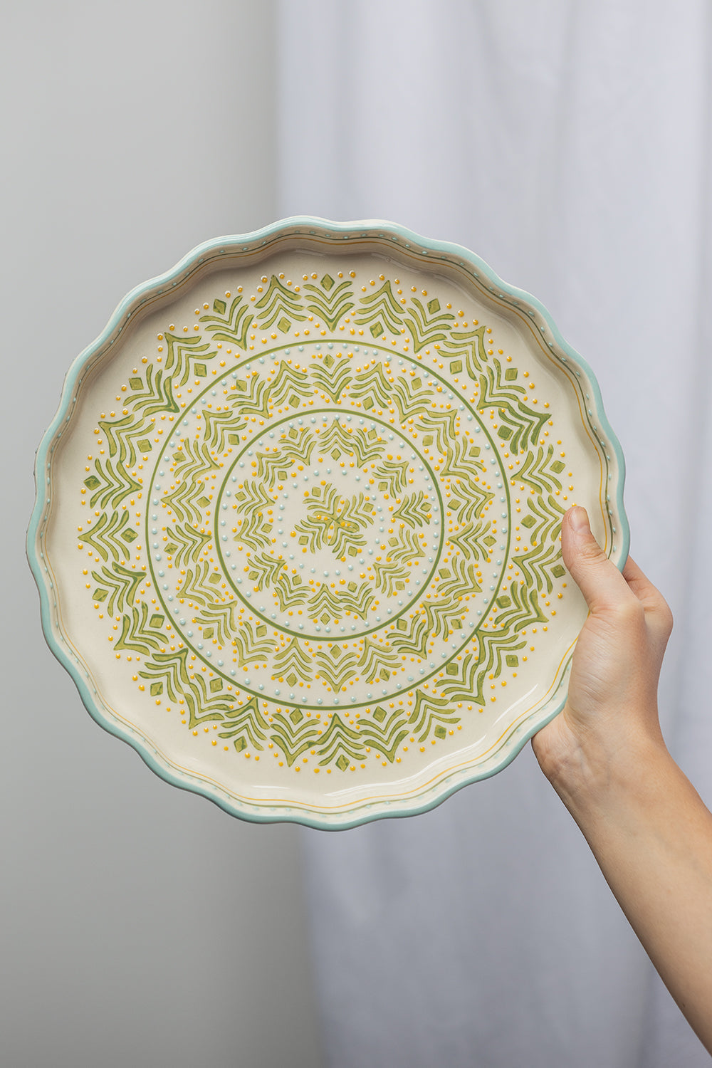 Backform Quicheform RETRO 27 cm creme grün Kuchenform Tarte erhältlich bei www.luiseundfritz.de