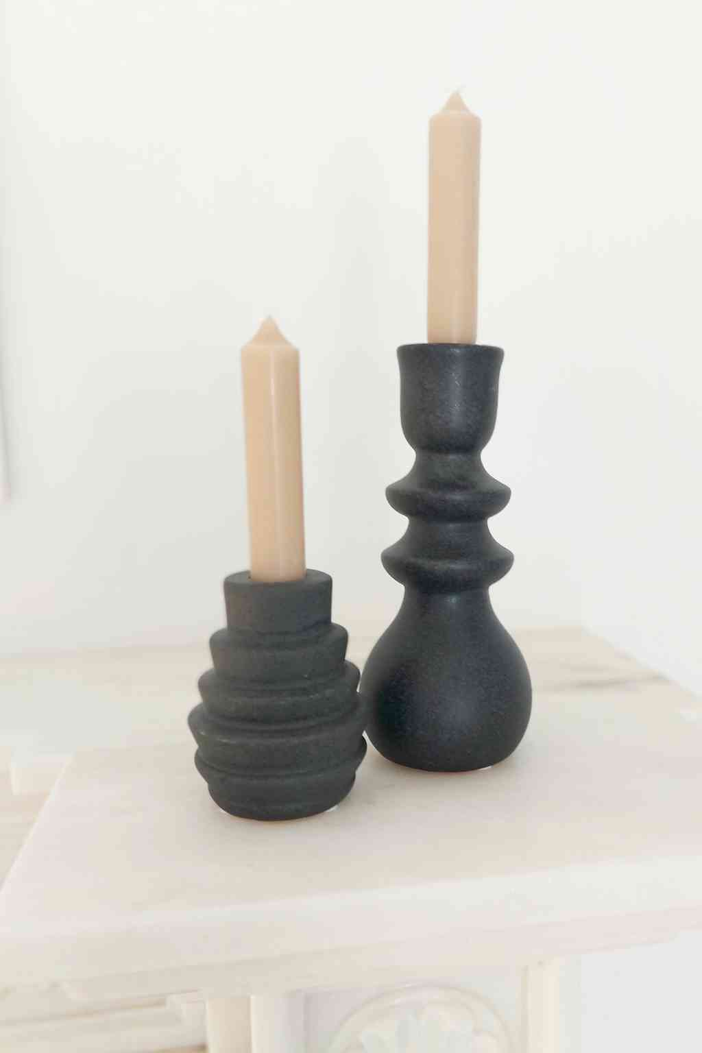 Bloomingville Kerzenhalter EMIE black 19 cm Steingut + GRATIS Artikel siehe Text