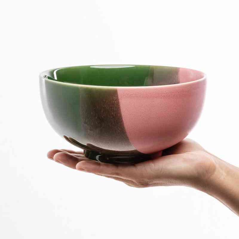 Schüssel INDUSTRIAL BOWL rosa grün im modern Boho Look. Etwa 17,3 x 17,3 x 8,5 cm groß mit reaktiver Glasur erhältlich bei www.luiseundfritz.de