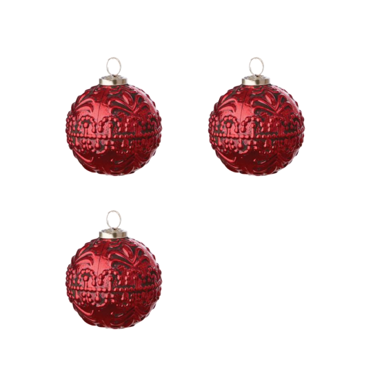 3 Stück Christbaumkugeln EDITH rot 5,5x5 cm ☆ Weihnachtskugel Adventsdeko Affari of Sweden