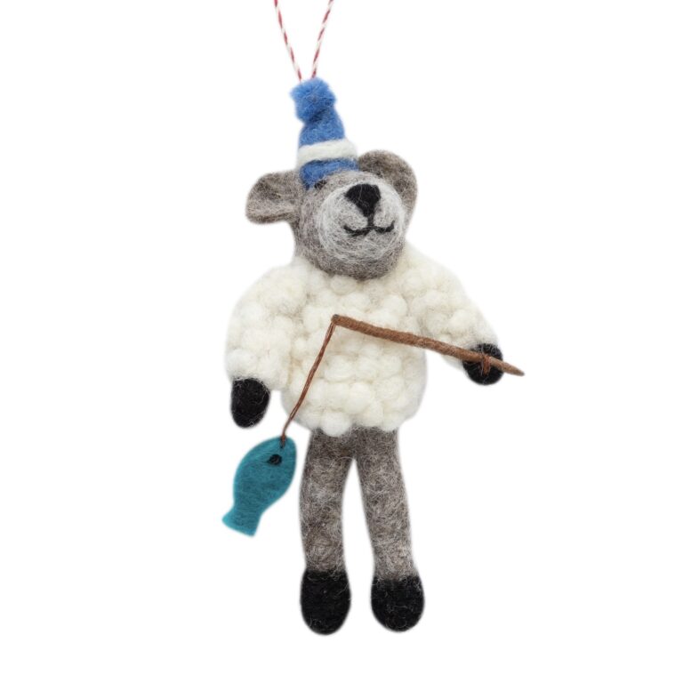 Filzanhänger BÄR mit ANGEL Anhänger ☆ aus Lammwolle ca. 11,5 cm Deko erhältlich bei www.luiseundfritz.de