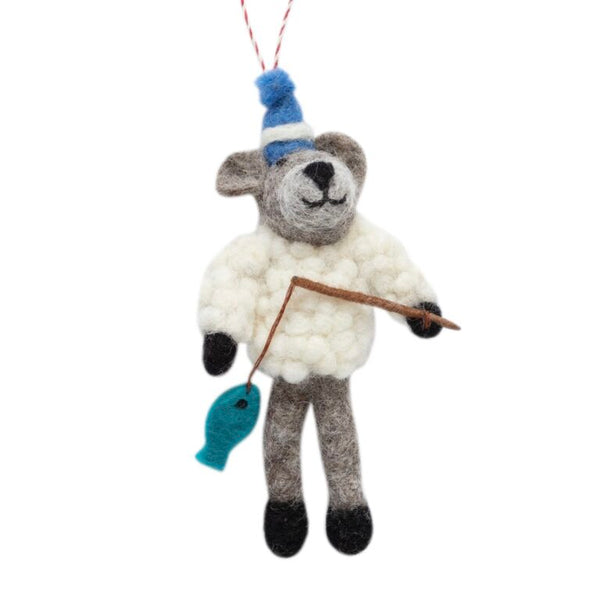 Filzanhänger BÄR mit ANGEL Anhänger ☆ aus Lammwolle ca. 11,5 cm Deko erhältlich bei www.luiseundfritz.de