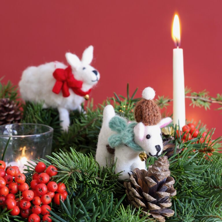 Filzfiguren Hund und Schaf ☆ aus Lammwolle ca. 11,5x8,5 cm Dekoanhänger erhältlich bei www.luiseundfritz.de