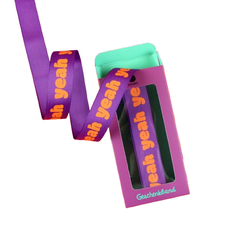Geschenkband YEAH lila orange Schleifenband ca. 5 Meter x 2 cm