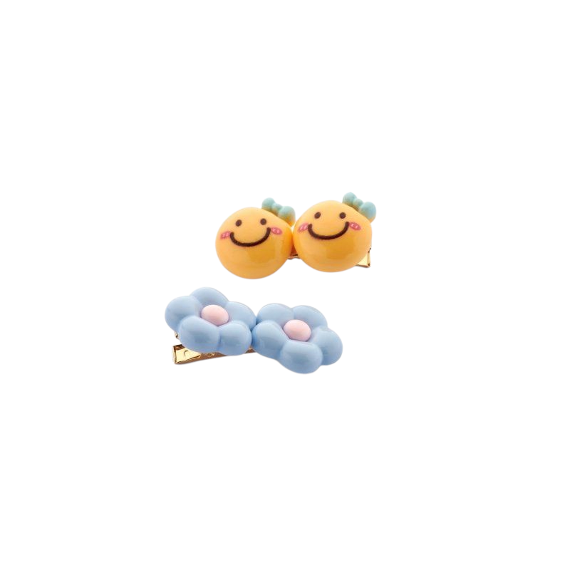 Haarspangen-2er-Set SMILE + BLUMEN Haar-Clips