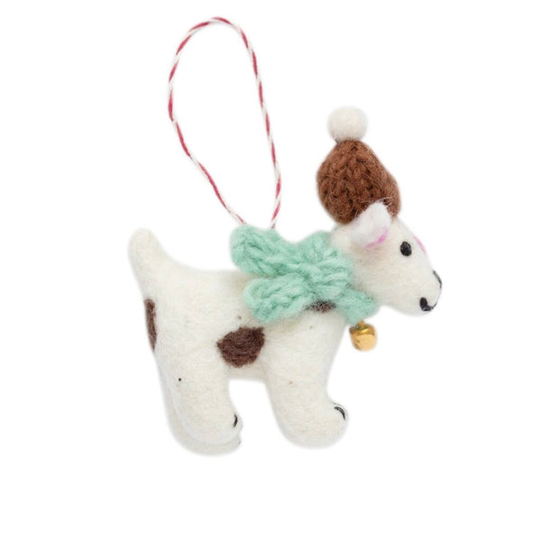 Filzanhänger HUND mit Mütze + Schal ☆ aus Lammwolle ca. 11,5x8,5 cm Dekoanhänger erhältlich bei www.luiseundfritz.de