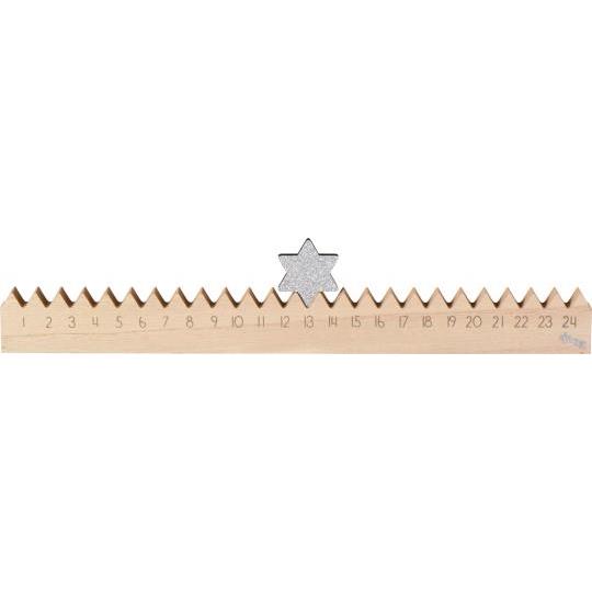 Adventskalender Stern SILVER STAR ☆ Holz ca. 52x5,5x2,5 cm Kollektion Stillenat erhältlich bei www.luiseundfritz.de