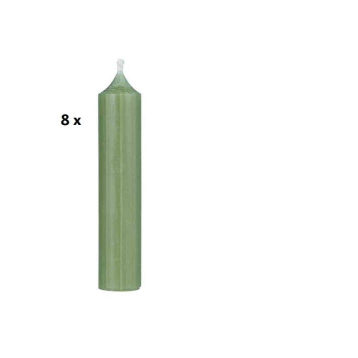 8x frühlingsgrüne kurze stabkerzen von ib laursen im rustikalen stil, erhätlich bei www.luiseundfritz.de